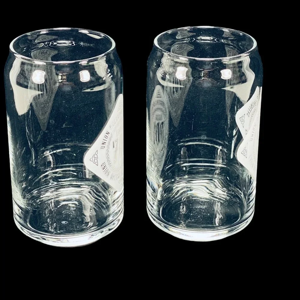Local 701 Union Operating Engineers Set of 2 Beer Can Shape Glass Tumblers 16 oz